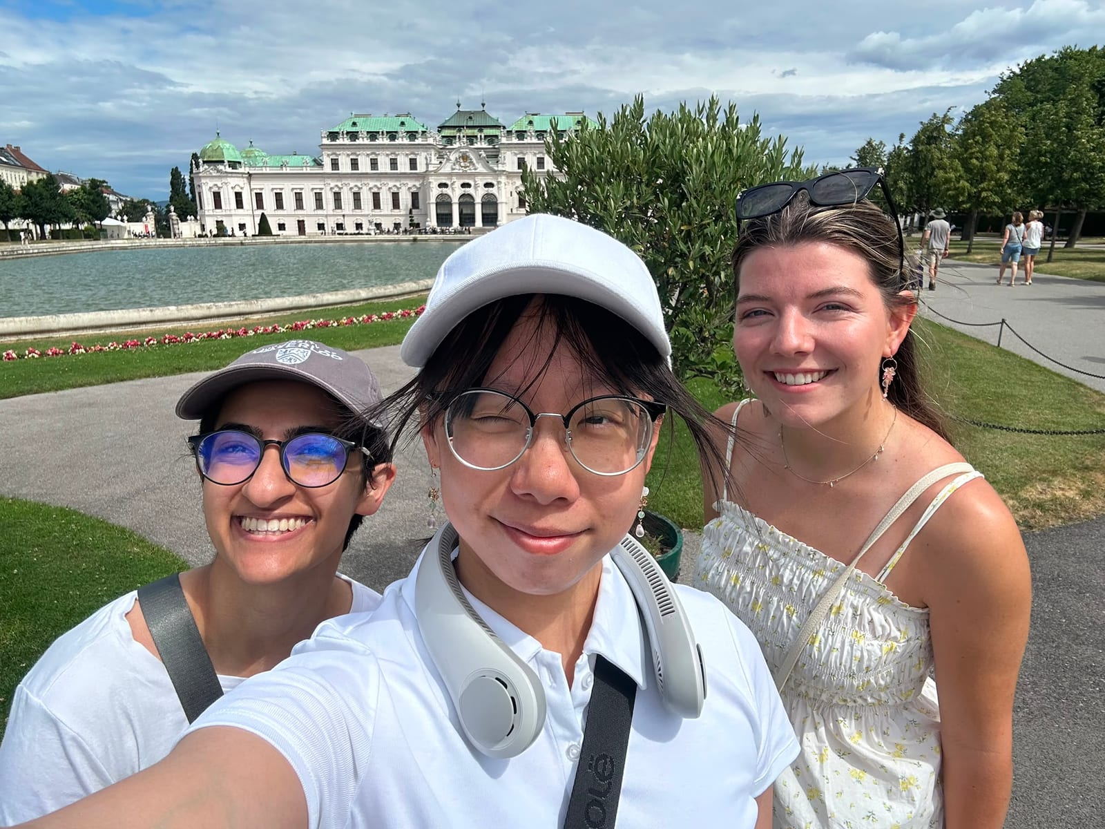 Three lab members sightseeing during conference travel